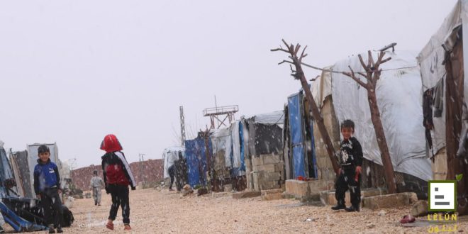 أحد مخيمات منطقة شهبا في الشتاء - مصدر الصورة: خاص ب"ليلون"