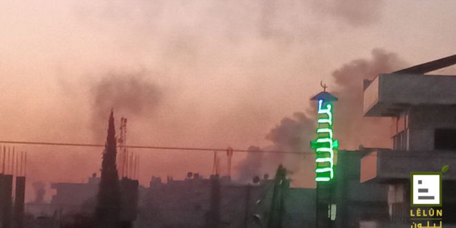 The Syrian city of Qamishli during its bombing by Türkiye